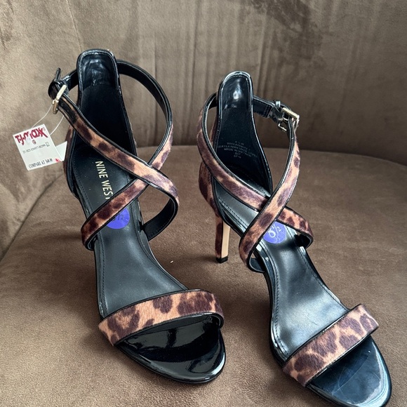 Nine West Shoes - Nine West Leopard Print Strappy Heels